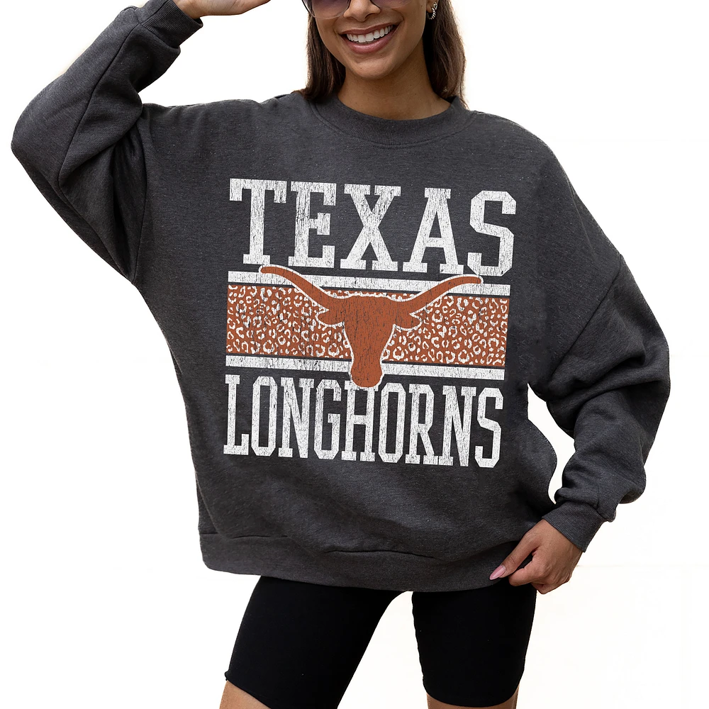 Women's Gameday Couture Charcoal Texas Longhorns Premium Fleece Pullover Sweatshirt