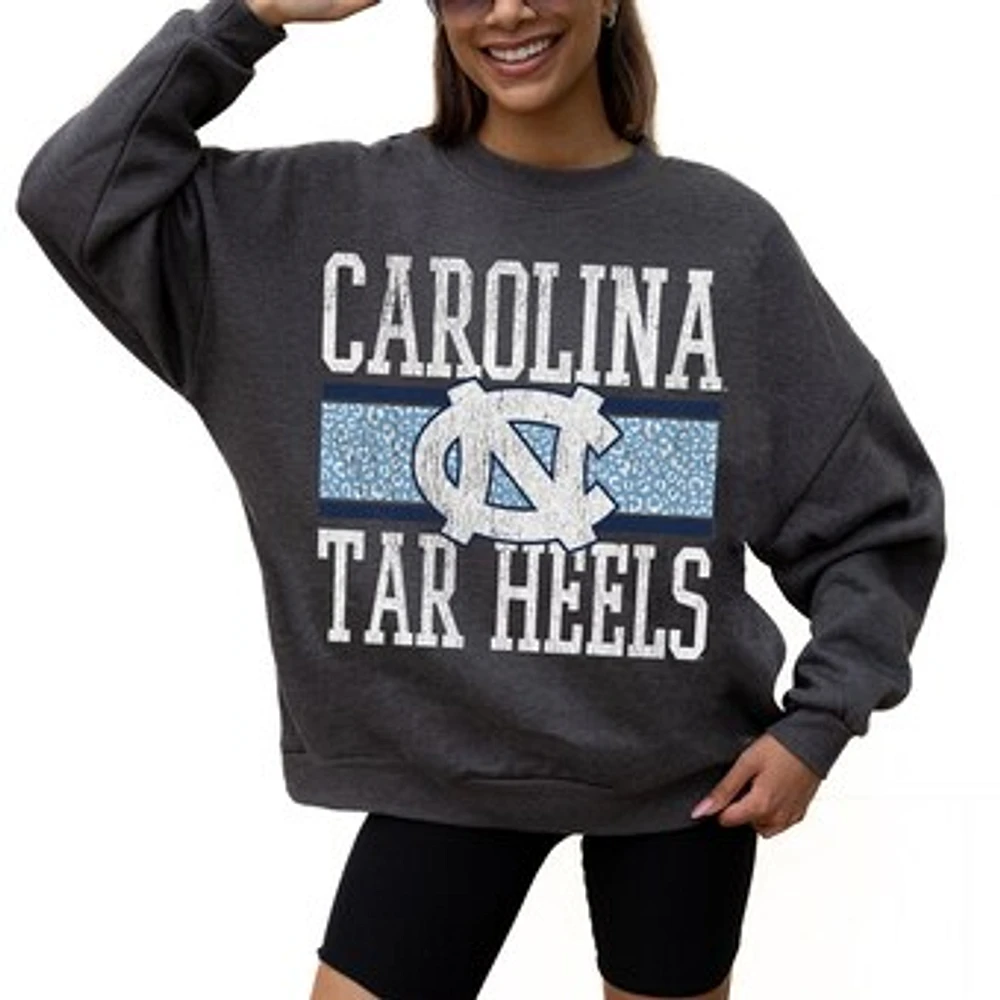 Women's Gameday Couture Charcoal North Carolina Tar Heels Premium Fleece Pullover Sweatshirt