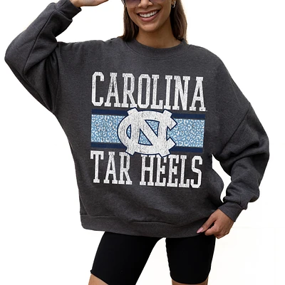 Women's Gameday Couture Charcoal North Carolina Tar Heels Premium Fleece Pullover Sweatshirt