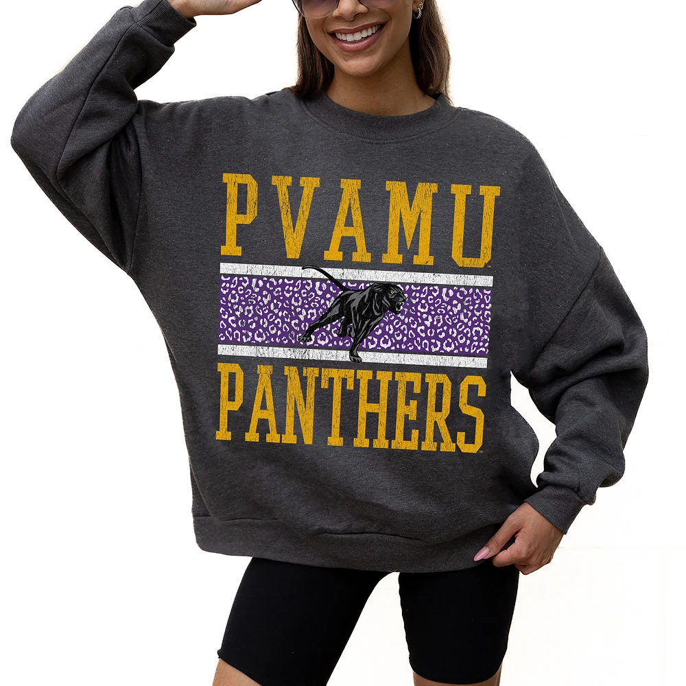 Women's Gameday Couture Charcoal Prairie View A&M Panthers Premium Fleece Pullover Sweatshirt