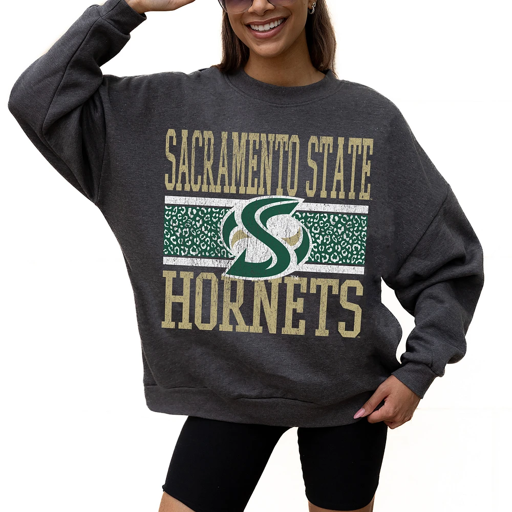 Women's Gameday Couture Charcoal Sacramento State Hornets Premium Fleece Pullover Sweatshirt