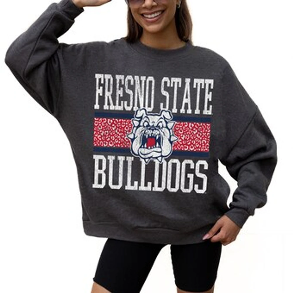 Women's Gameday Couture Charcoal Fresno State Bulldogs Premium Fleece Pullover Sweatshirt