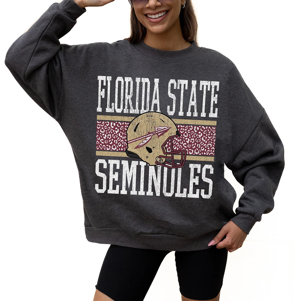 Women's Gameday Couture Charcoal Florida State Seminoles Premium Fleece Pullover Sweatshirt