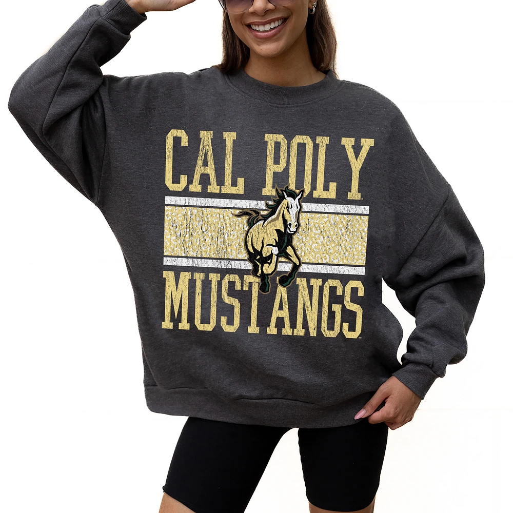 Women's Gameday Couture Charcoal Cal Poly Mustangs Premium Fleece Pullover Sweatshirt