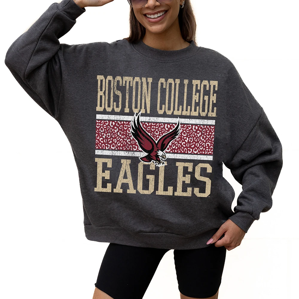 Women's Gameday Couture Charcoal Boston College Eagles Premium Fleece Pullover Sweatshirt