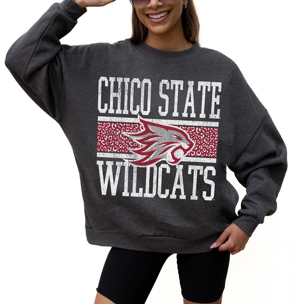 Women's Gameday Couture Charcoal Cal State Chico Wildcats Premium Fleece Pullover Sweatshirt