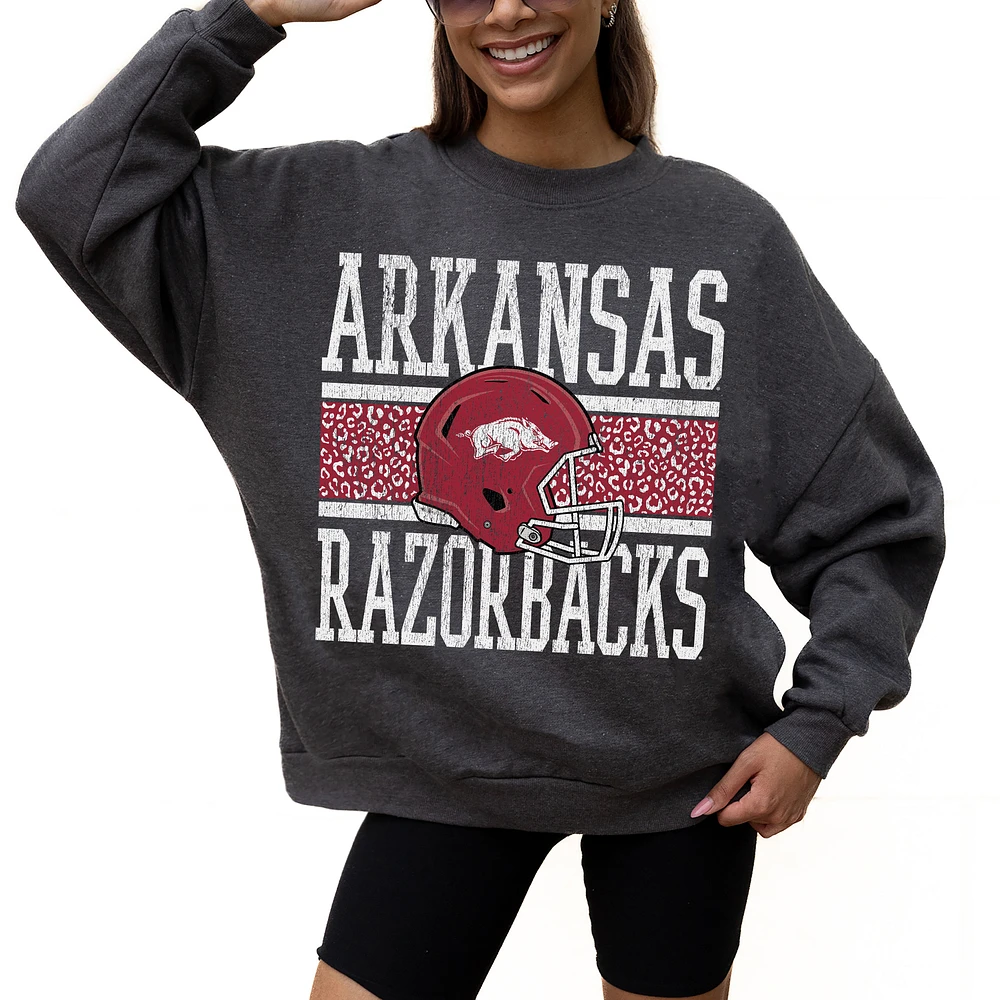 Women's Gameday Couture Charcoal Arkansas Razorbacks Premium Fleece Pullover Sweatshirt