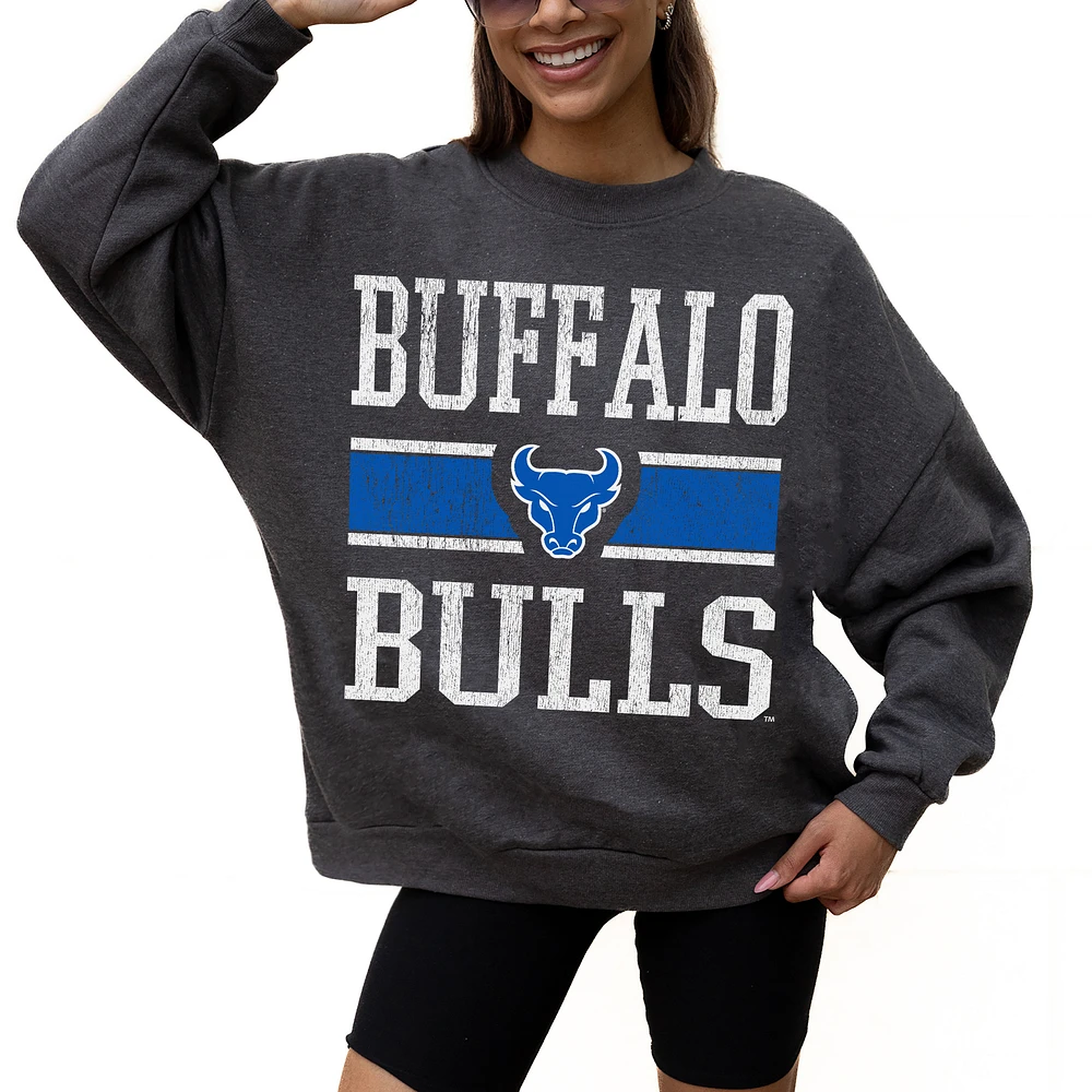 Women's Gameday Couture Charcoal Buffalo Bulls Premium Fleece Pullover Sweatshirt