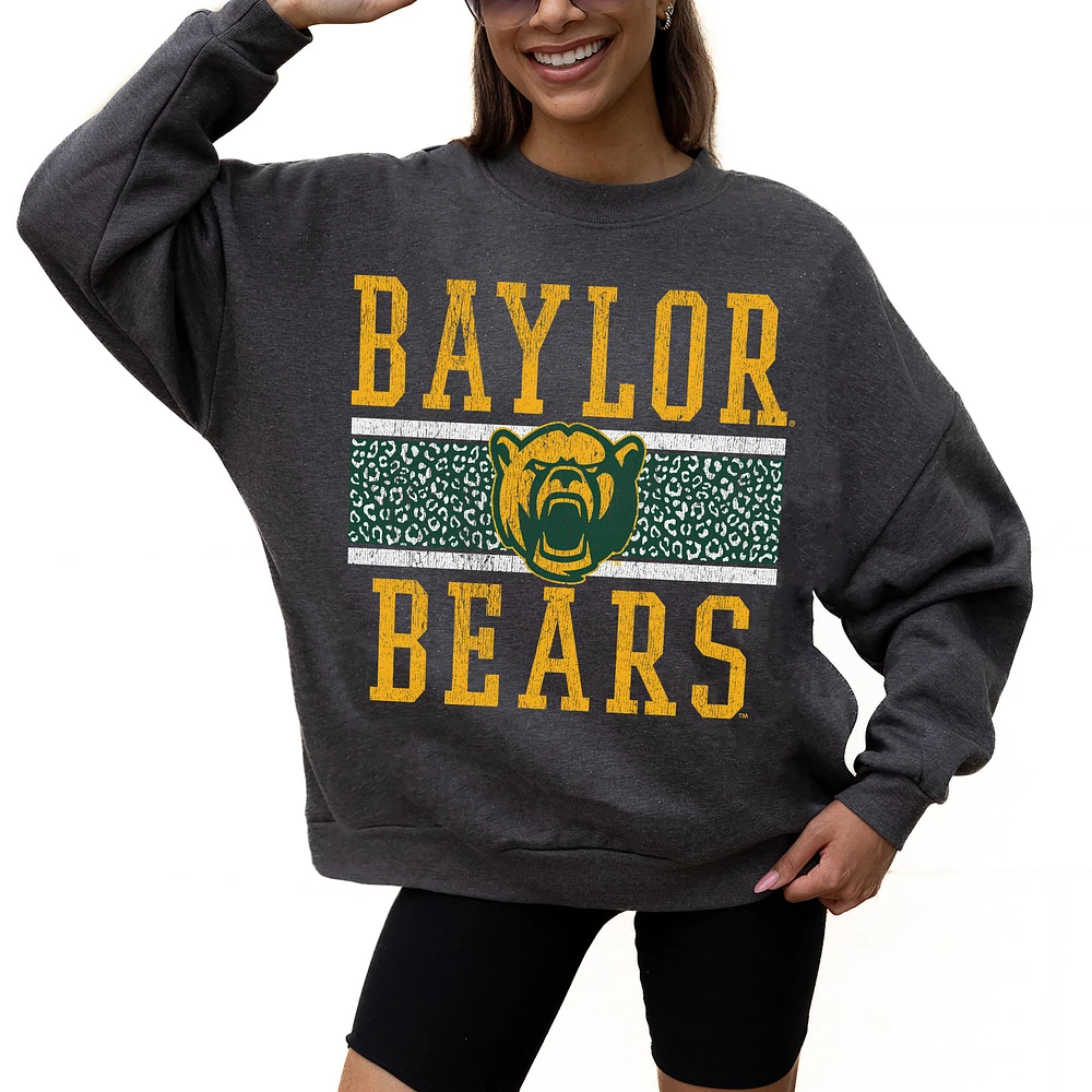 Women's Gameday Couture Charcoal Baylor Bears Premium Fleece Pullover Sweatshirt