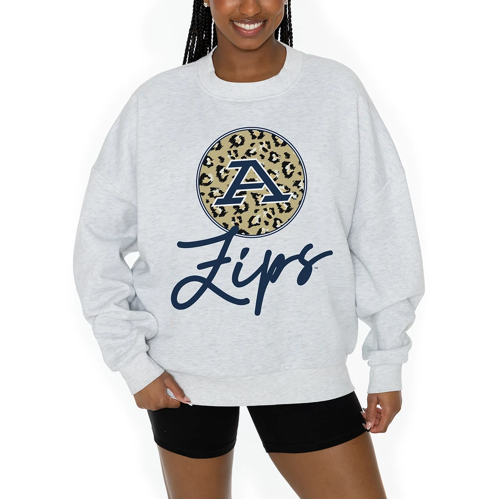 Women's Gameday Couture Ash Akron Zips Premium Fleece Pullover Sweatshirt