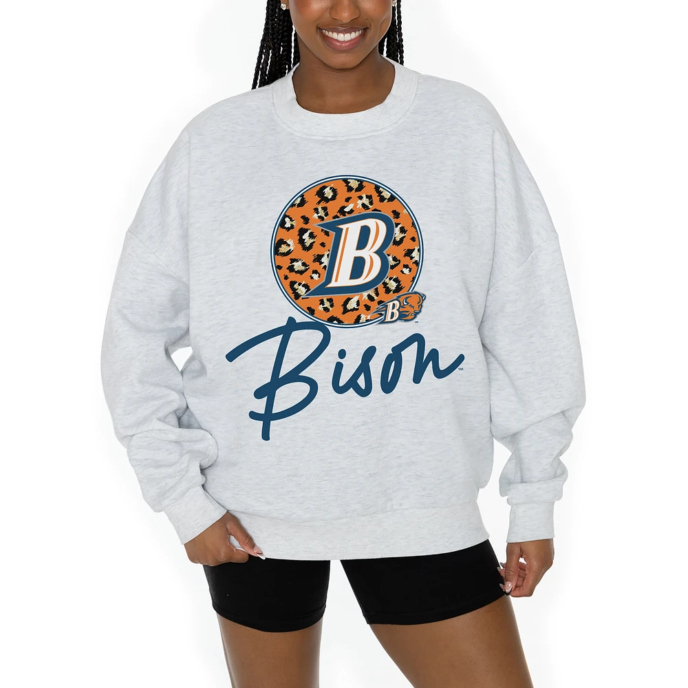 Women's Gameday Couture Ash Bucknell Bison Premium Fleece Pullover Sweatshirt