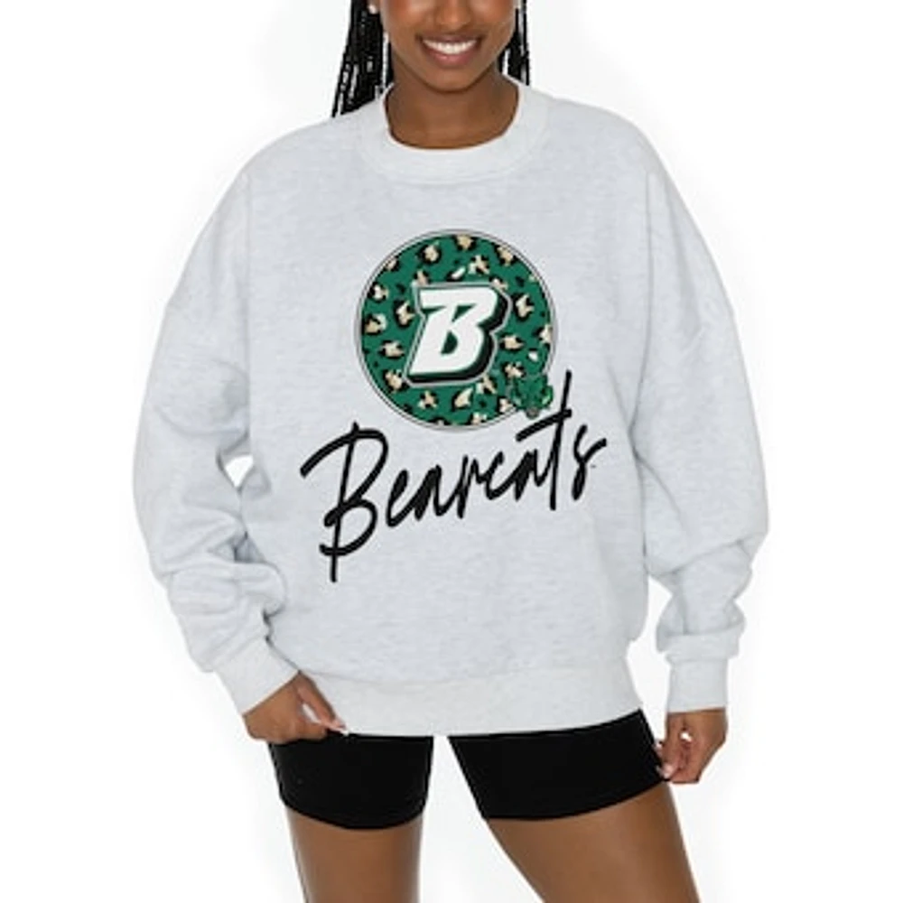Women's Gameday Couture Ash Binghamton Bearcats Premium Fleece Pullover Sweatshirt
