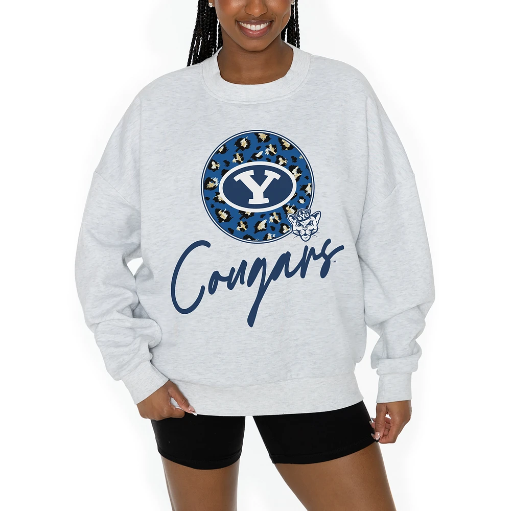 Women's Gameday Couture Ash BYU Cougars Premium Fleece Pullover Sweatshirt