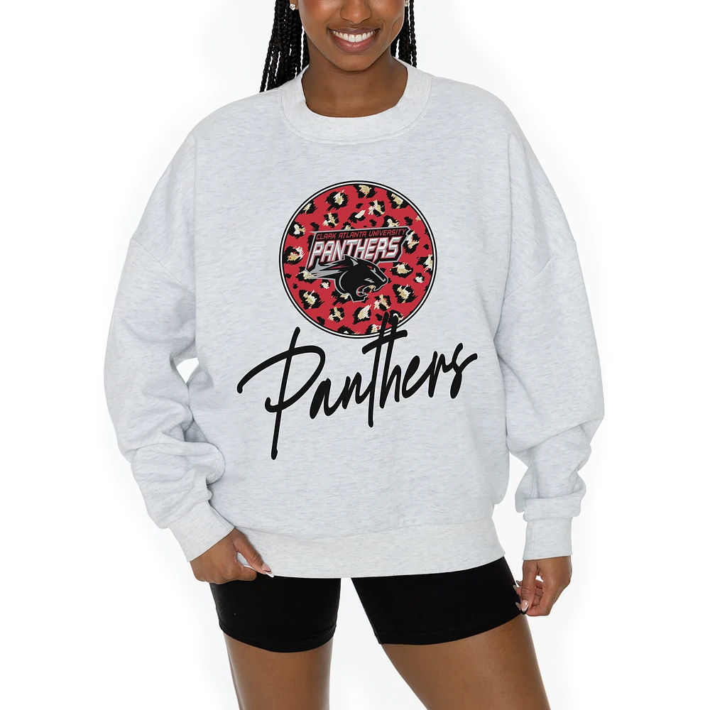 Women's Gameday Couture Ash Clark Atlanta University Panthers Premium Fleece Pullover Sweatshirt