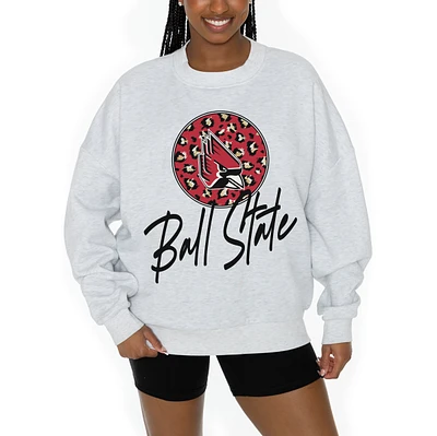 Women's Gameday Couture Ash Ball State Cardinals Premium Fleece Pullover Sweatshirt