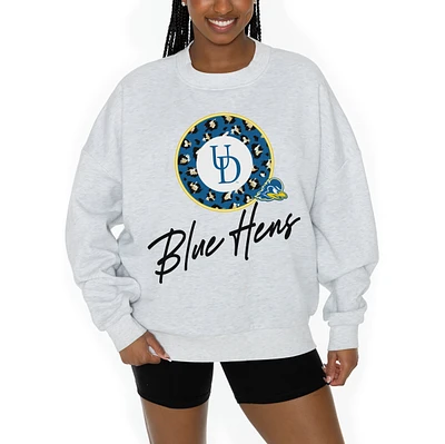Women's Gameday Couture Ash Delaware Fightin' Blue Hens Premium Fleece Pullover Sweatshirt