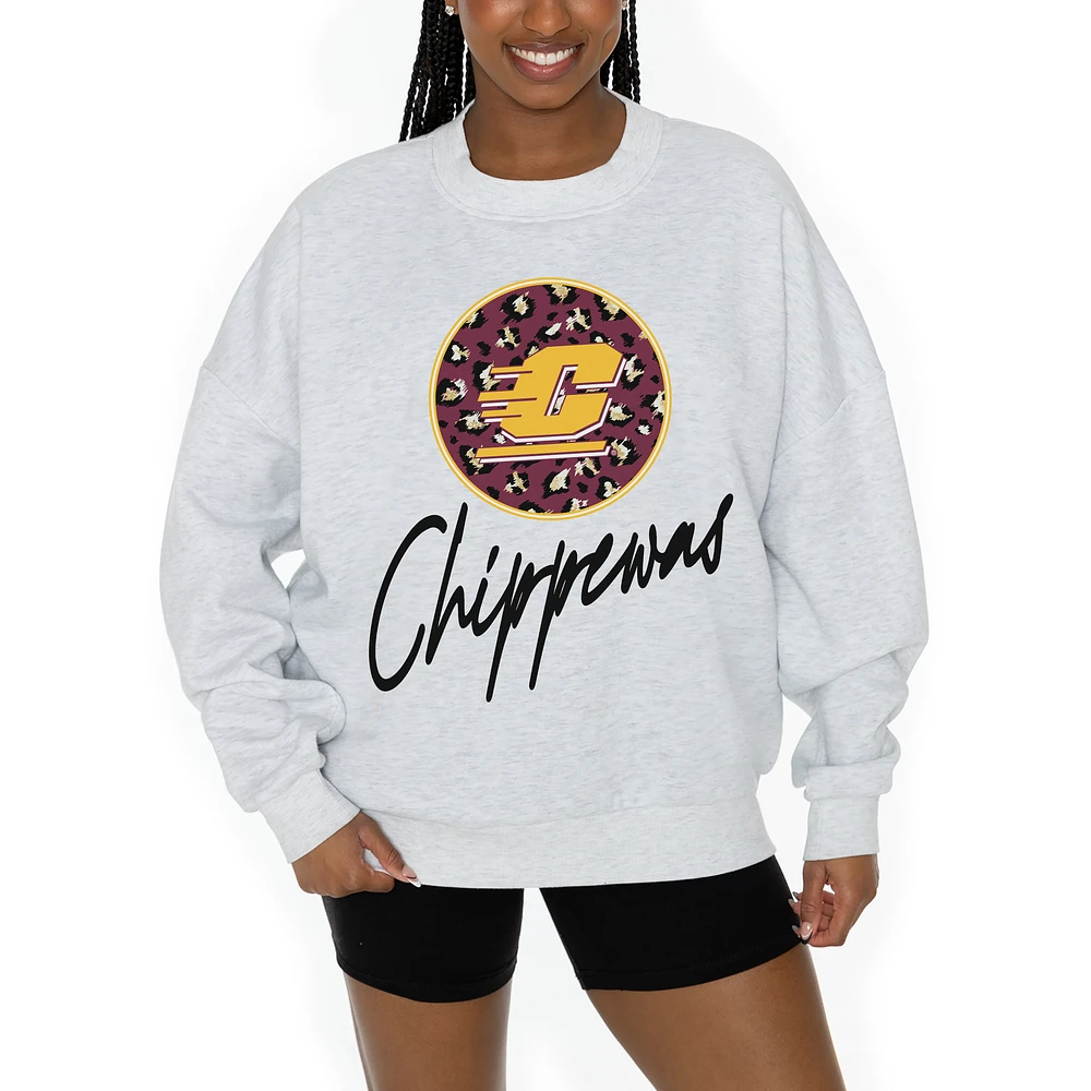Women's Gameday Couture Ash Central Michigan Chippewas Premium Fleece Pullover Sweatshirt