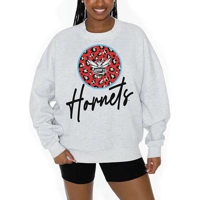 Women's Gameday Couture Ash Delaware State Hornets Premium Fleece Pullover Sweatshirt