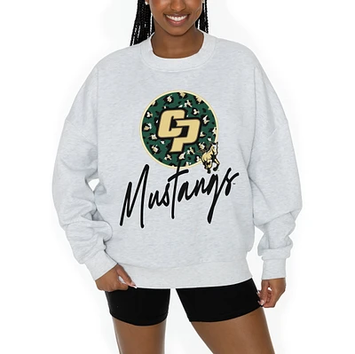 Women's Gameday Couture Ash Cal Poly Mustangs Premium Fleece Pullover Sweatshirt