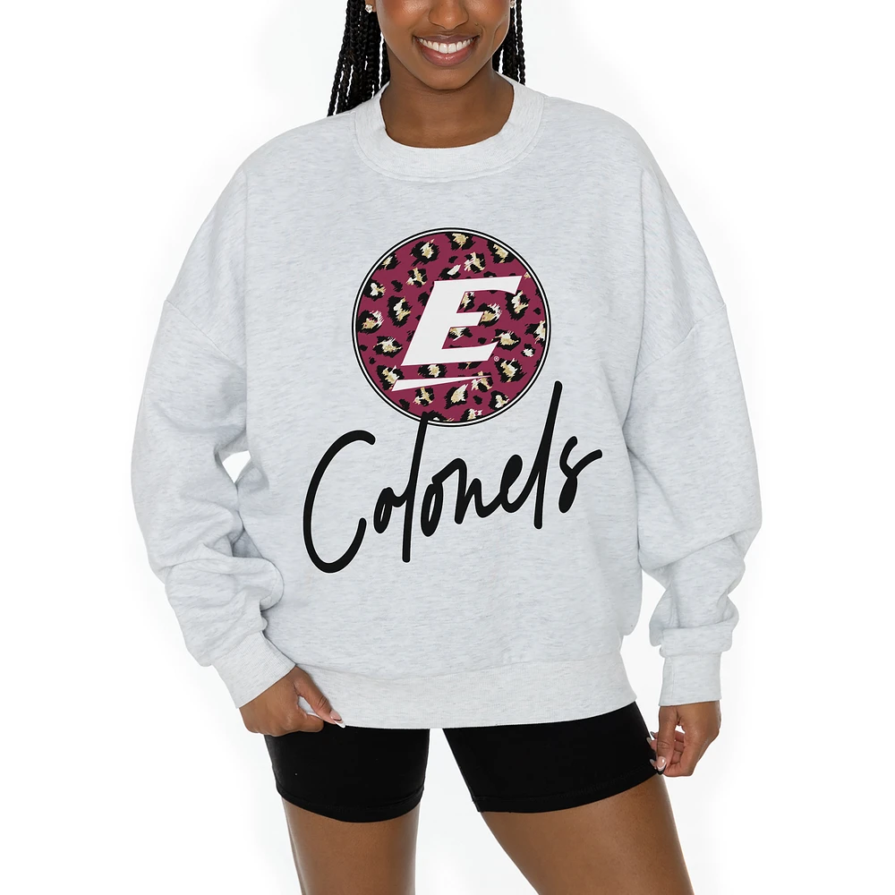 Women's Gameday Couture Ash Eastern Kentucky Colonels Premium Fleece Pullover Sweatshirt