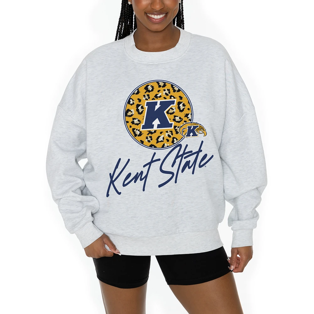 Women's Gameday Couture Ash Kent State Golden Flashes Premium Fleece Pullover Sweatshirt