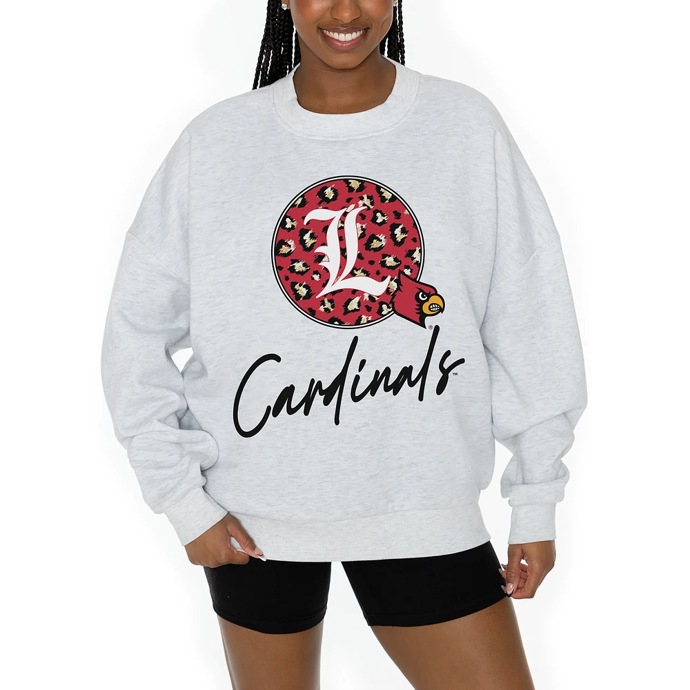 Women's Gameday Couture Ash Louisville Cardinals Premium Fleece Pullover Sweatshirt