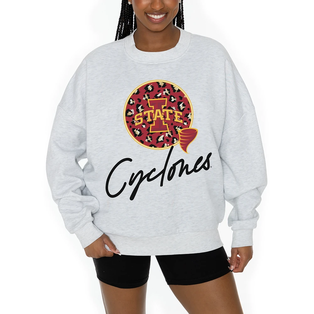 Women's Gameday Couture Ash Iowa State Cyclones Premium Fleece Pullover Sweatshirt