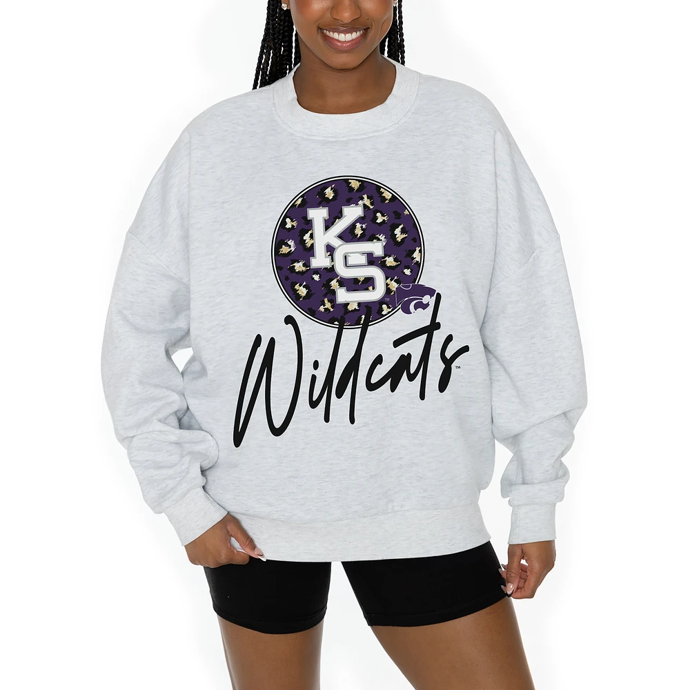 Women's Gameday Couture Ash Kansas State Wildcats Premium Fleece Pullover Sweatshirt