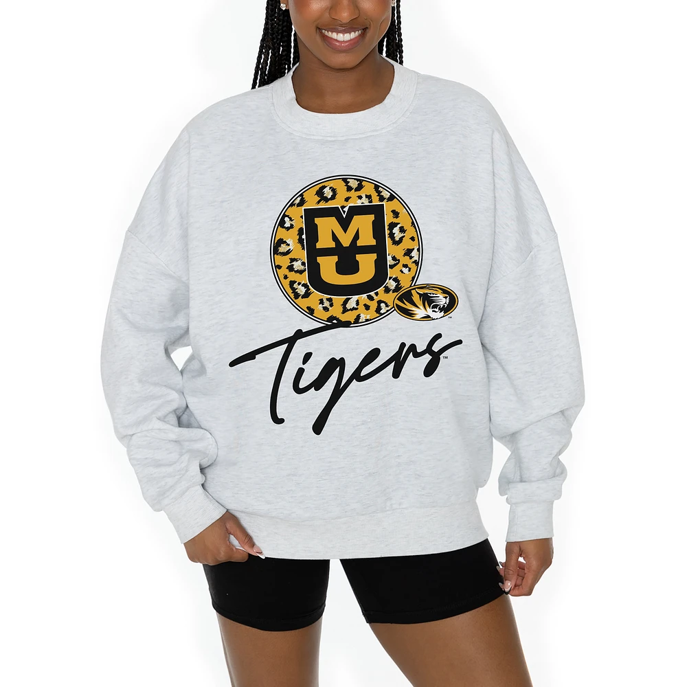 Women's Gameday Couture Ash Missouri Tigers Premium Fleece Pullover Sweatshirt