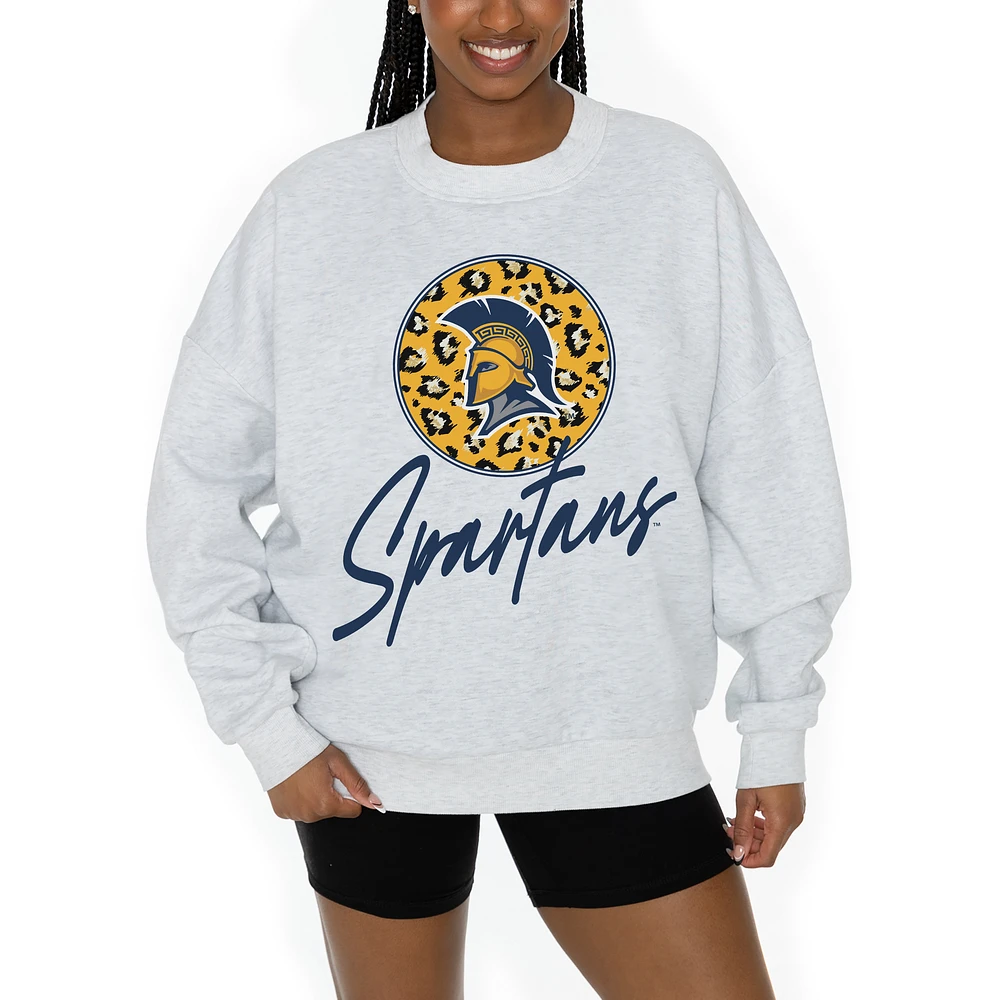 Women's Gameday Couture Ash UNCG Spartans Premium Fleece Pullover Sweatshirt