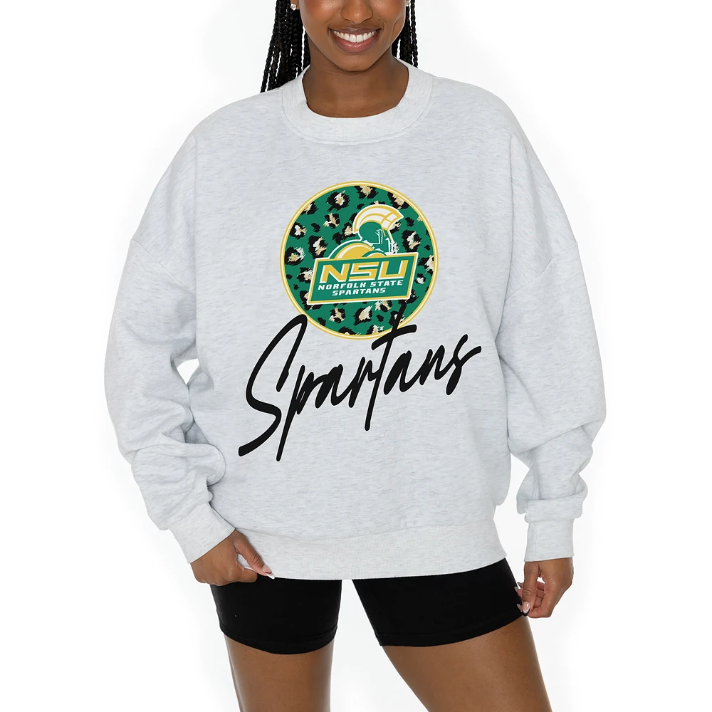 Women's Gameday Couture Ash Norfolk State Spartans Premium Fleece Pullover Sweatshirt