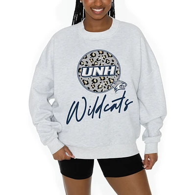 Women's Gameday Couture Ash New Hampshire Wildcats Premium Fleece Pullover Sweatshirt