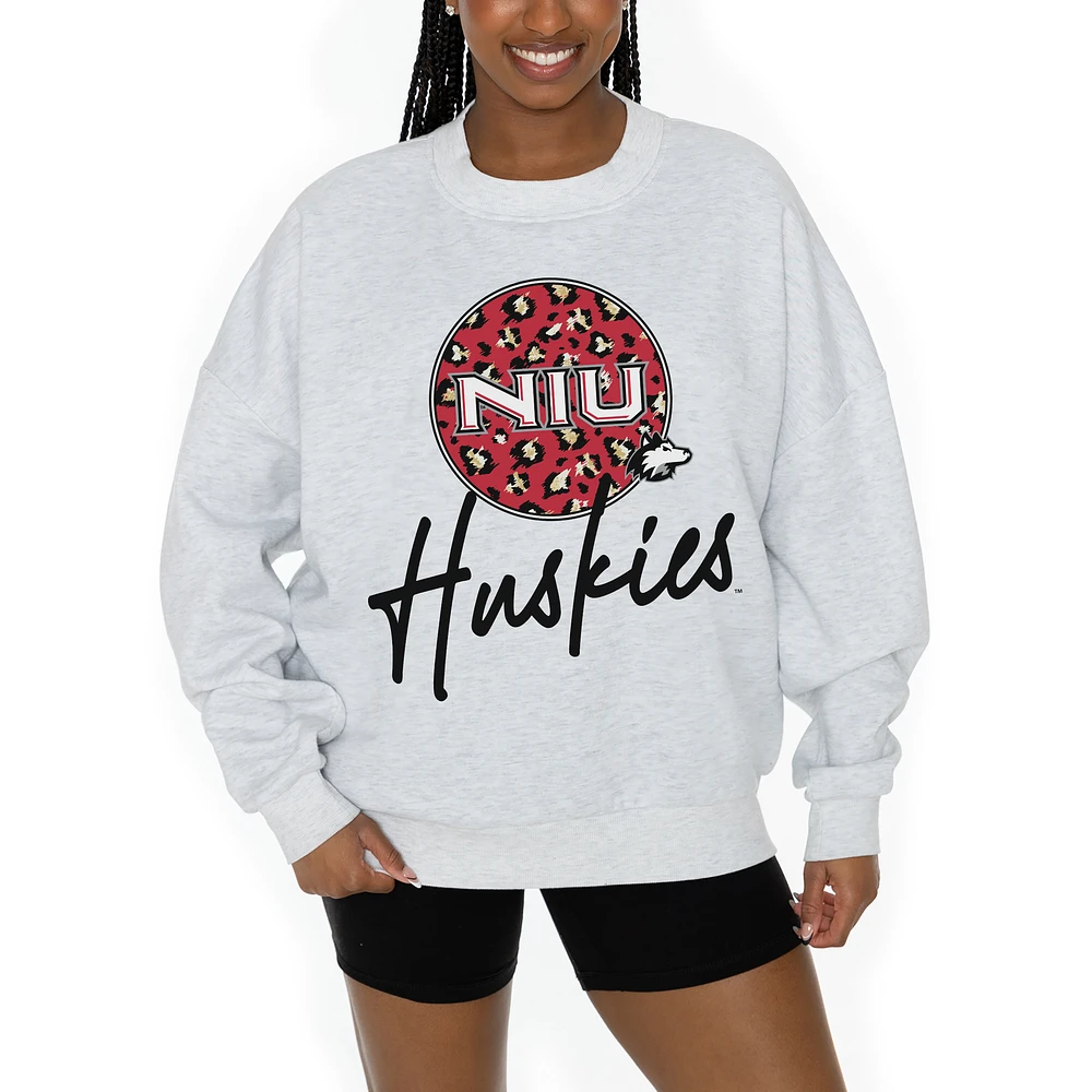 Women's Gameday Couture Ash Northern Illinois Huskies Premium Fleece Pullover Sweatshirt
