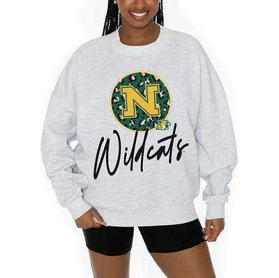 Women's Gameday Couture Ash Northern Michigan Wildcats Premium Fleece Pullover Sweatshirt