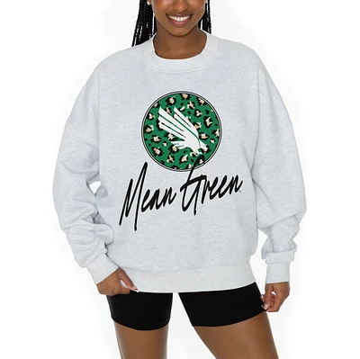 Women's Gameday Couture Ash North Texas Mean Green Premium Fleece Pullover Sweatshirt