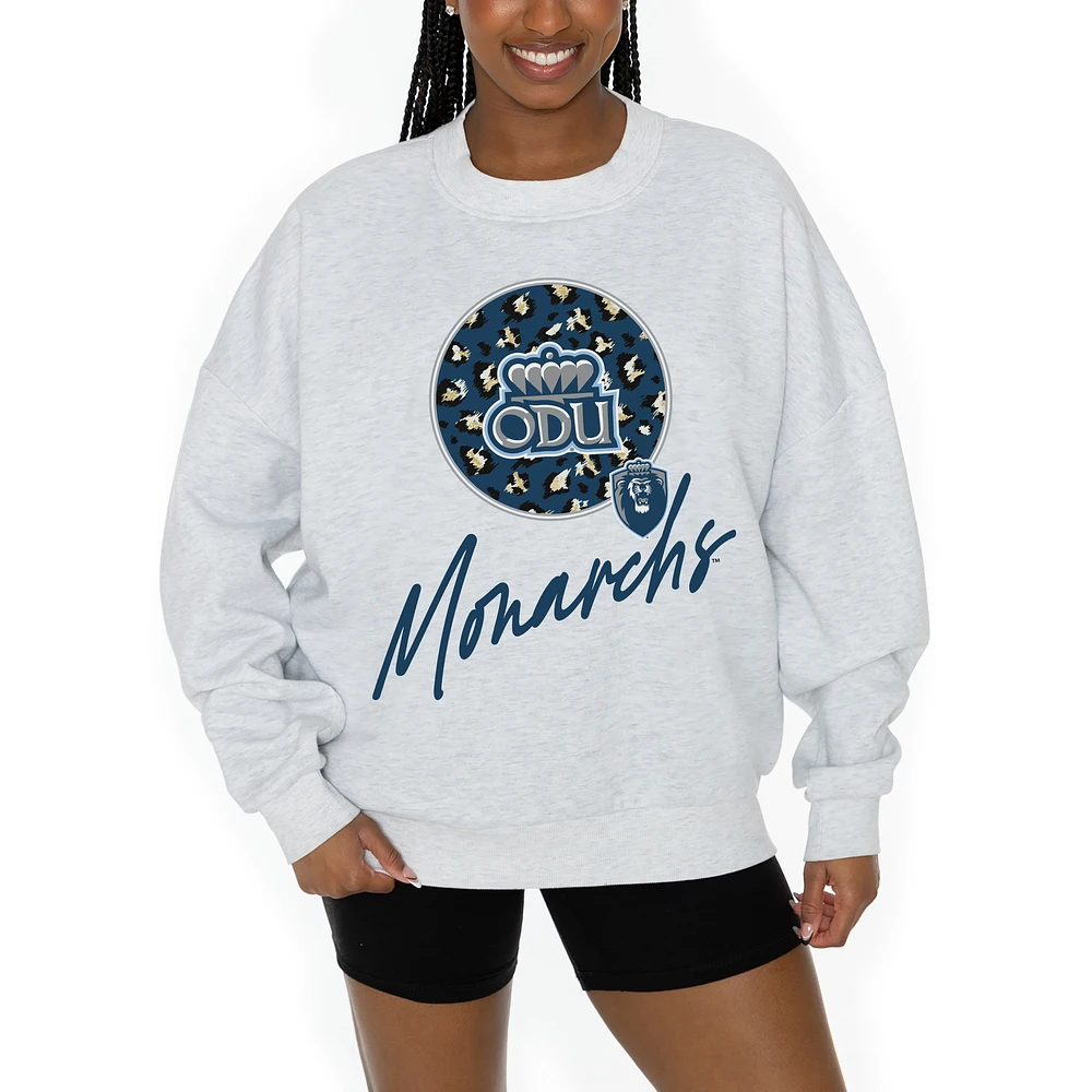 Women's Gameday Couture Ash Old Dominion Monarchs Premium Fleece Pullover Sweatshirt