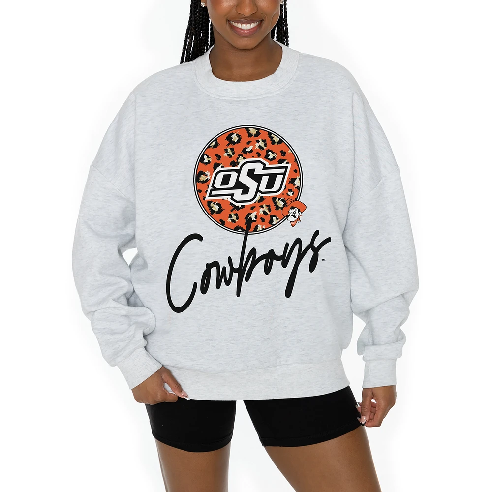 Women's Gameday Couture Ash Oklahoma State Cowboys Premium Fleece Pullover Sweatshirt