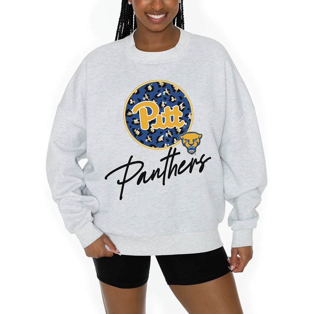 Women's Gameday Couture Ash Pitt Panthers Premium Fleece Pullover Sweatshirt