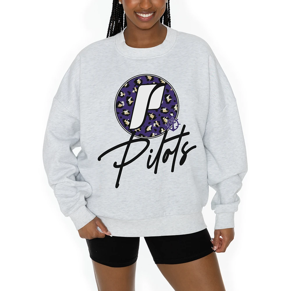 Women's Gameday Couture Ash Portland Pilots Premium Fleece Pullover Sweatshirt