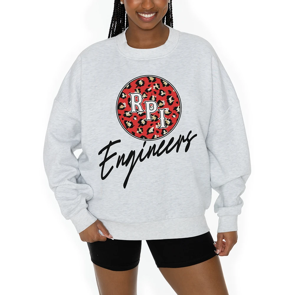 Women's Gameday Couture Ash Rensselaer Polytechnic Institute Engineers Premium Fleece Pullover Sweatshirt