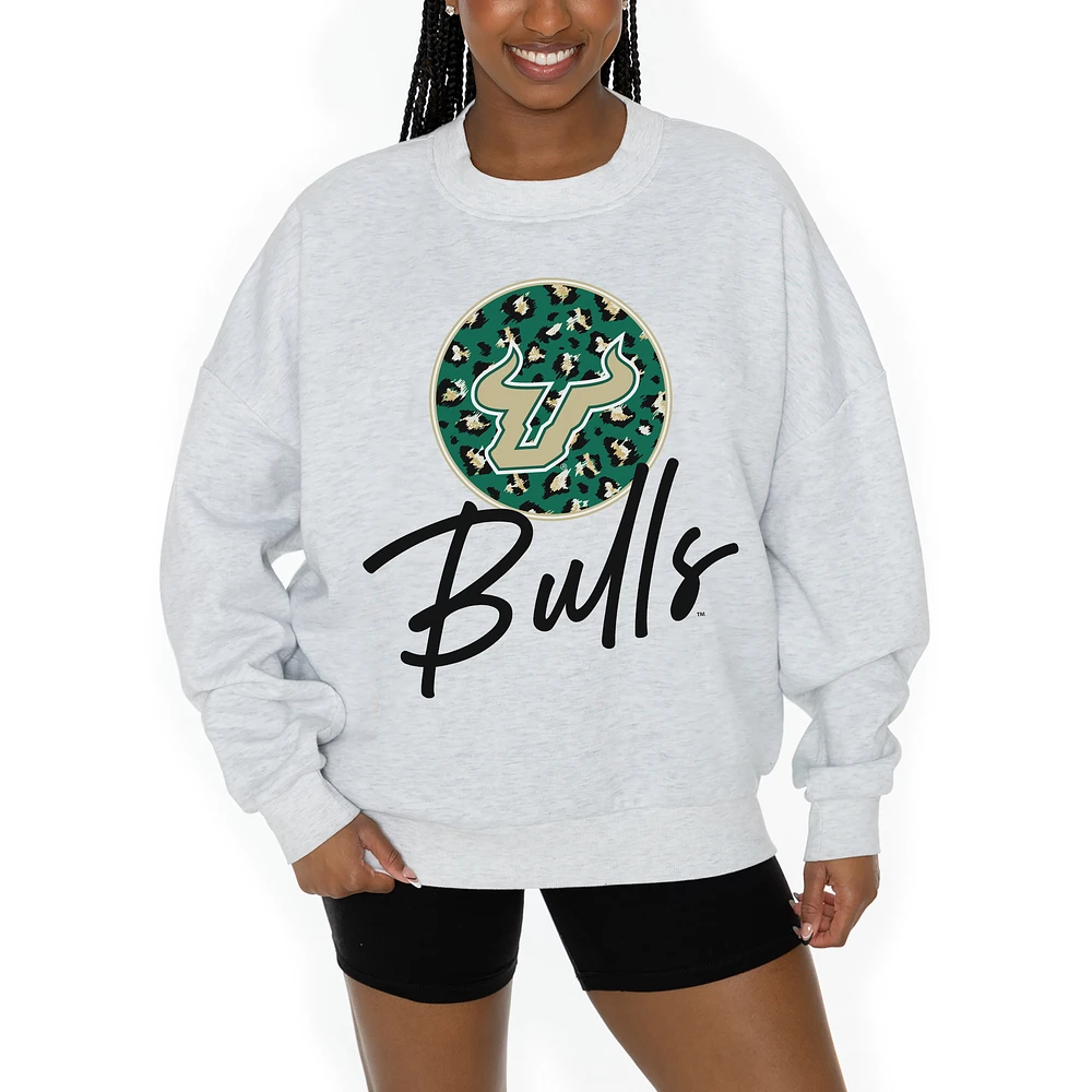Women's Gameday Couture Ash South Florida Bulls Premium Fleece Pullover Sweatshirt