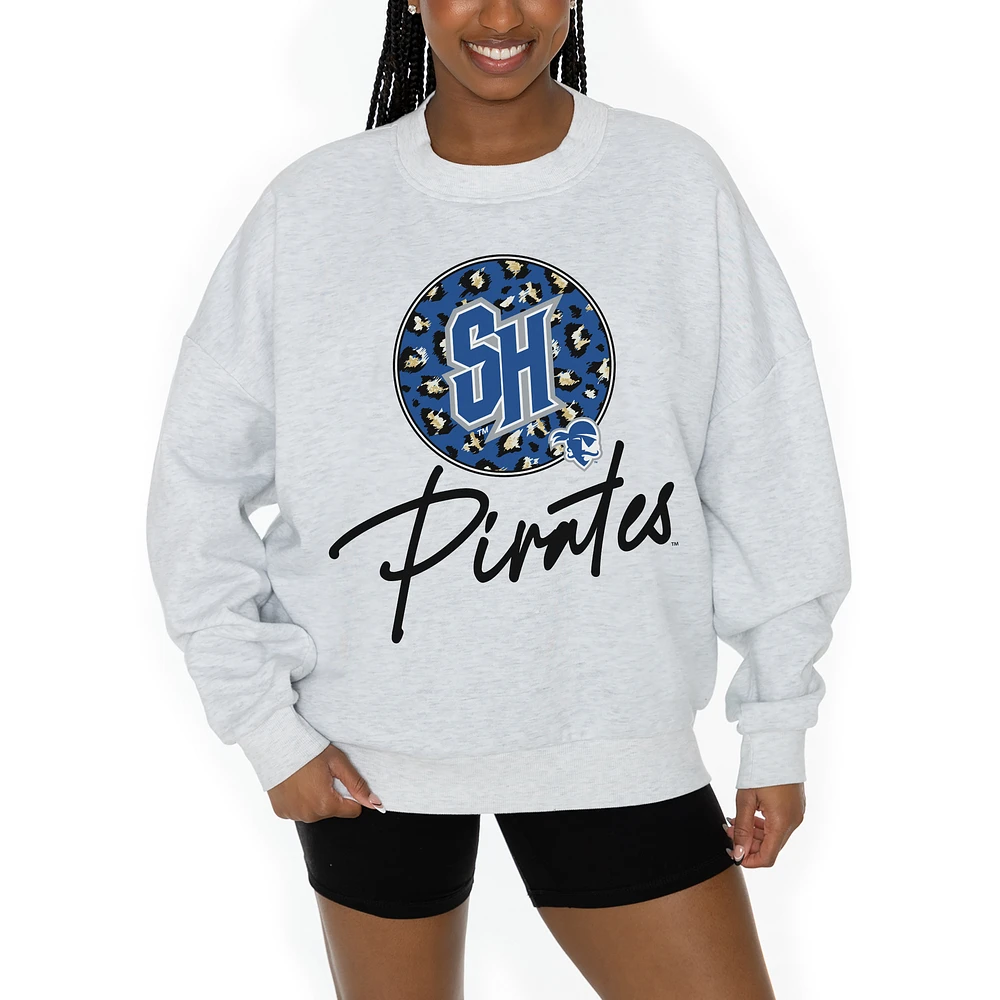 Women's Gameday Couture Ash Seton Hall Pirates Premium Fleece Pullover Sweatshirt