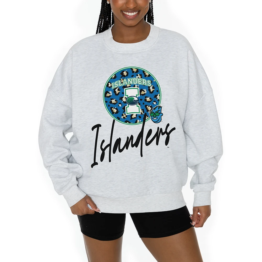 Women's Gameday Couture Ash Texas A&M Corpus Christi Islanders Premium Fleece Pullover Sweatshirt