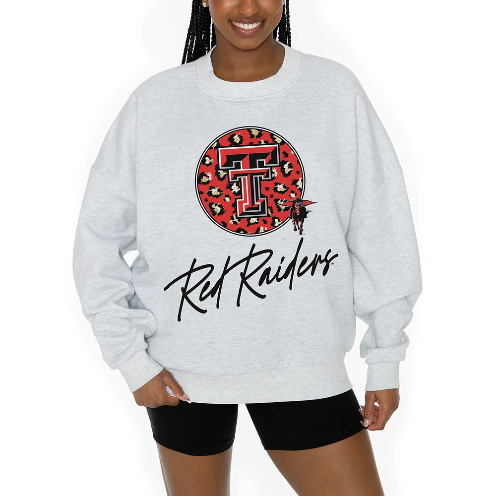 Women's Gameday Couture Ash Texas Tech Red Raiders Premium Fleece Pullover Sweatshirt