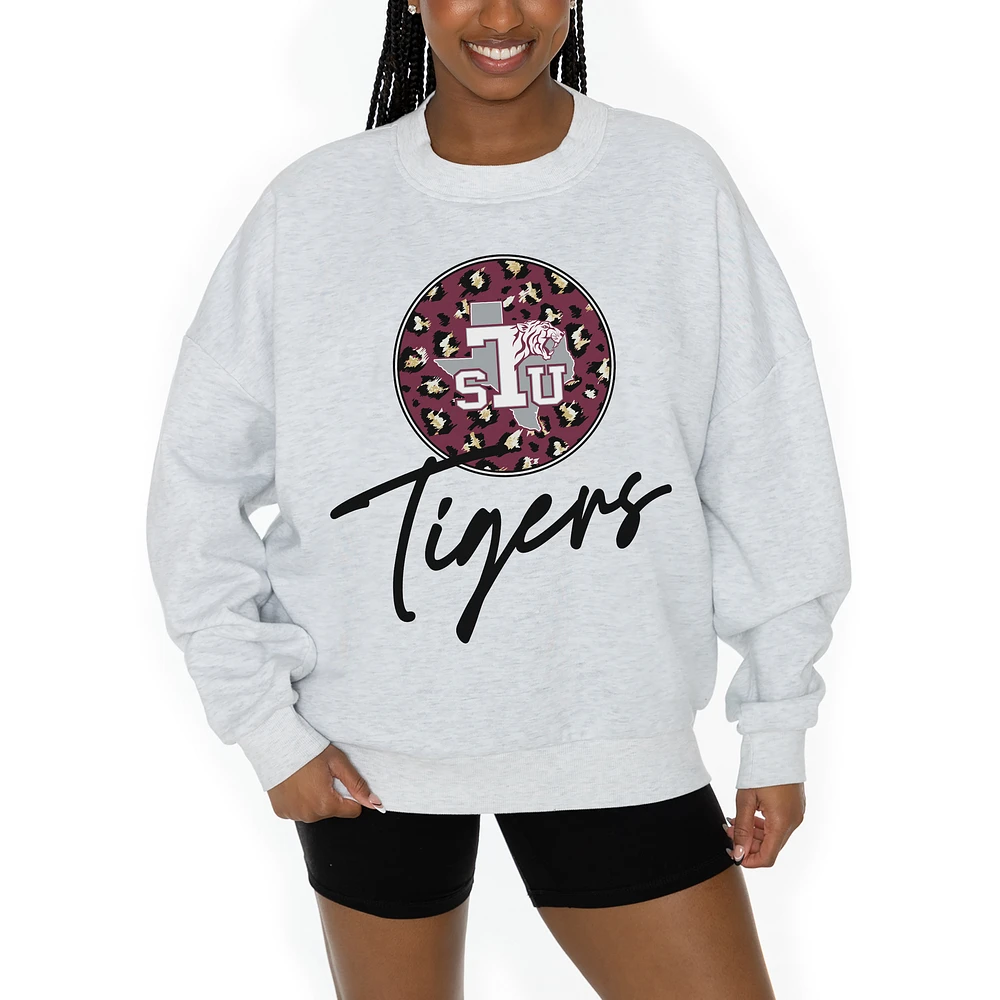 Women's Gameday Couture Ash Texas Southern Tigers Premium Fleece Pullover Sweatshirt