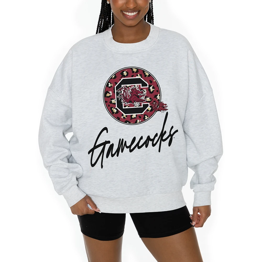 Women's Gameday Couture Ash South Carolina Gamecocks Premium Fleece Pullover Sweatshirt