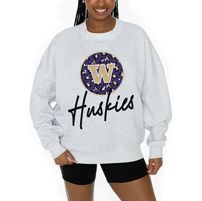 Women's Gameday Couture Ash Washington Huskies Premium Fleece Pullover Sweatshirt