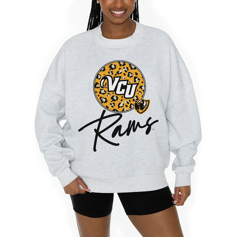 Women's Gameday Couture Ash VCU Rams Premium Fleece Pullover Sweatshirt