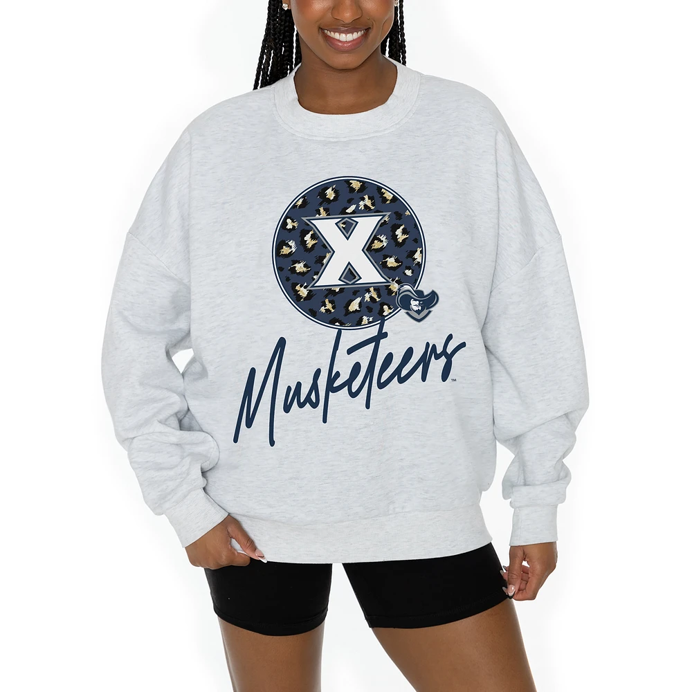 Women's Gameday Couture Ash Xavier Musketeers Premium Fleece Pullover Sweatshirt