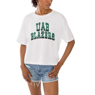 Women's Gameday Couture White UAB Blazers Claim To Fame Boxy Cropped T-Shirt